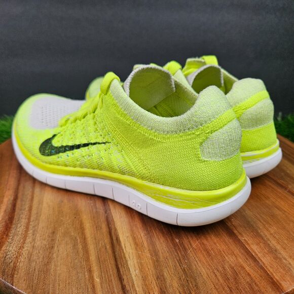 Nike Free 4.0 Flyknit Women's Size 6 Volt Yellow White Running Shoes 631050-103 - Picture 4 of 11